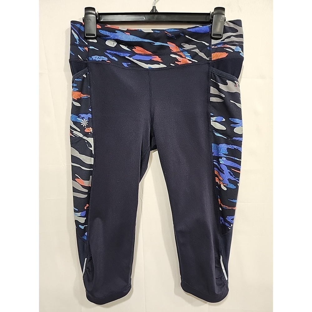 Athleta Spliced Fire Be Free Knicker Leggings Womens Size‎ M, Navy Blue